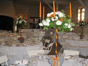 Centre de table orange mariage Giscours